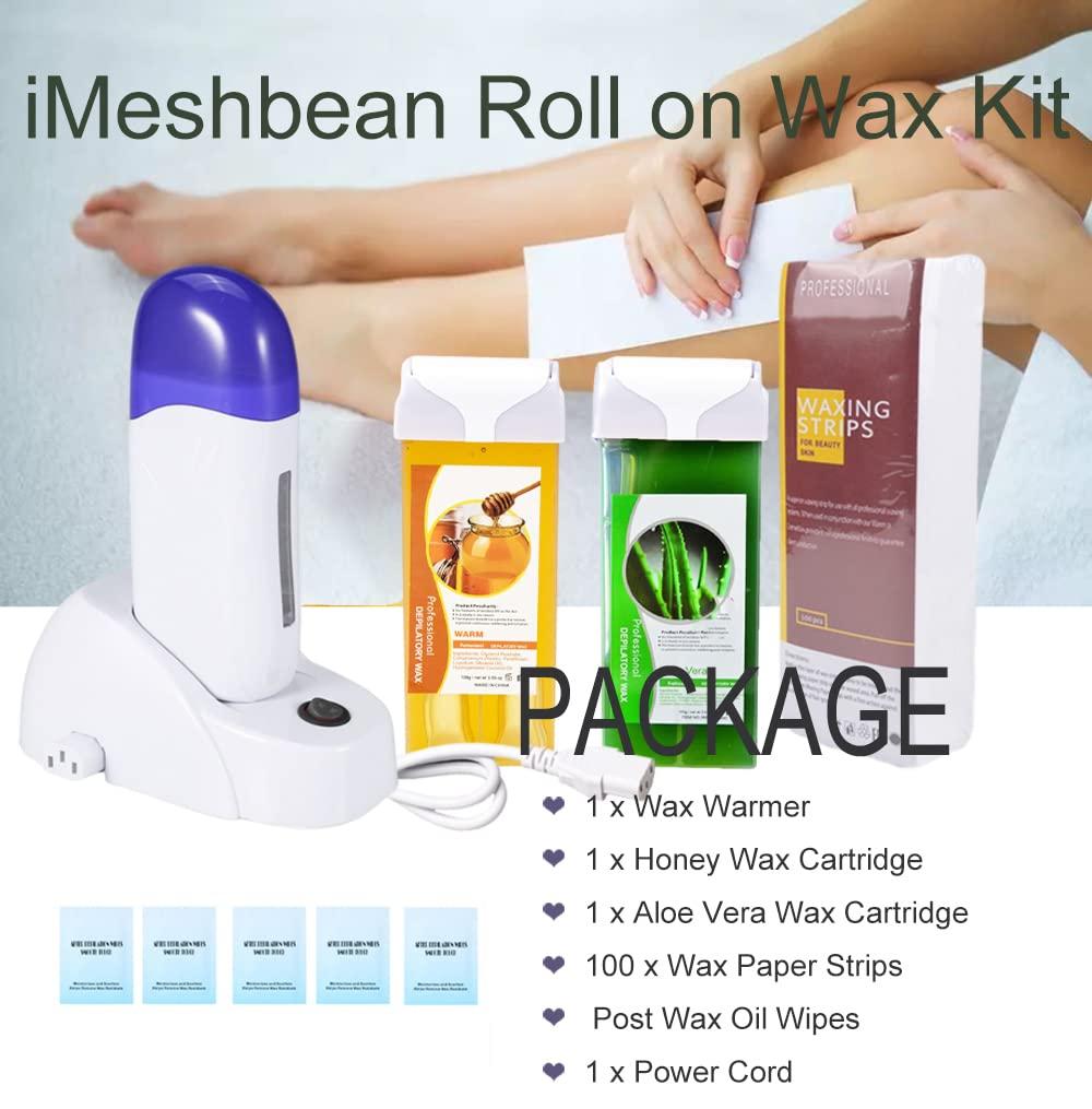 iMeshbean® Depilatory Roll on Wax Heater Roller Warmer Cartridge Strips Hair Removal Kit USA