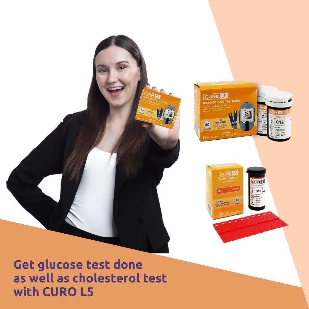 Home Cholesterol & Glucose Test Kit 10 Total Cholesterol Test Strips
