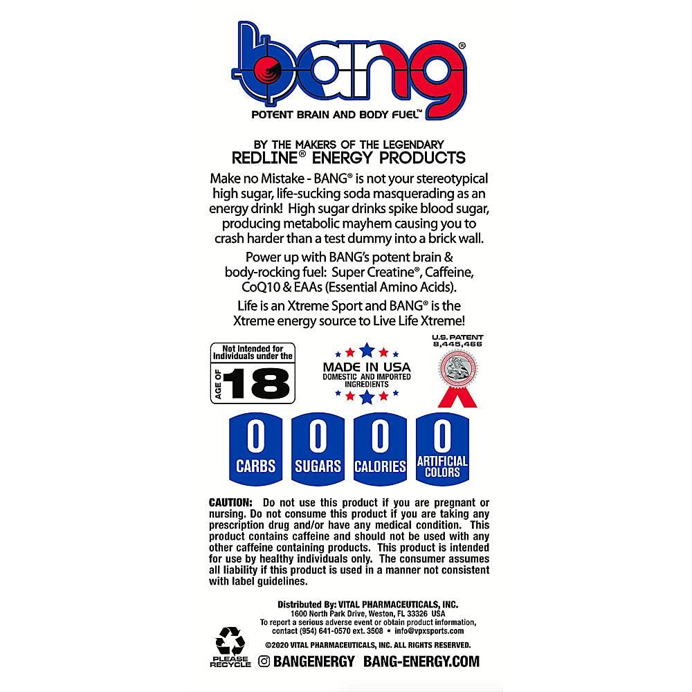 Bang Energy Drink with CoQ10 Creatine Purple Kiddles (12 Drinks, 16 Fl