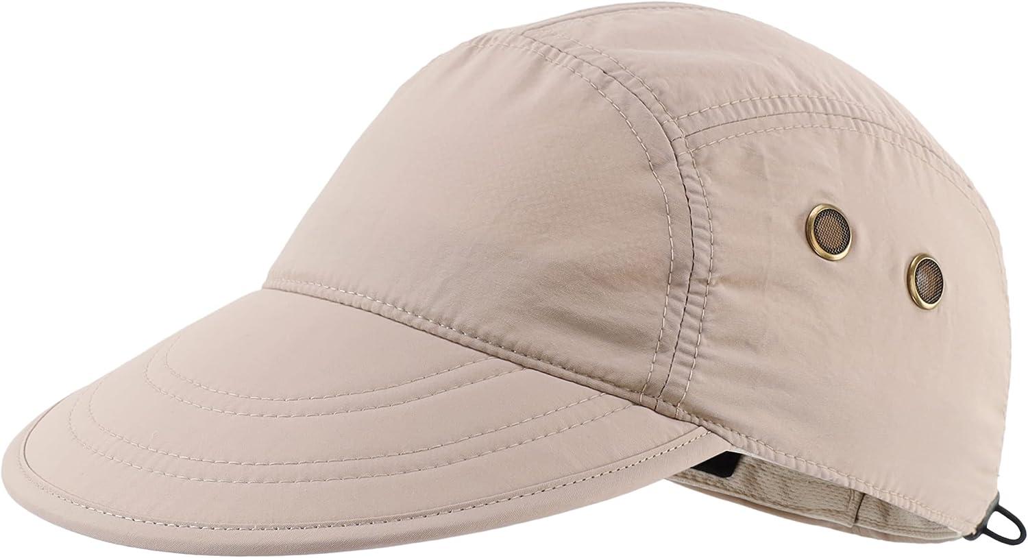 Connectyle Mens UV Sun Protection Cap Safari Hike Cap with Neck Flap  Fishing Hat Khaki