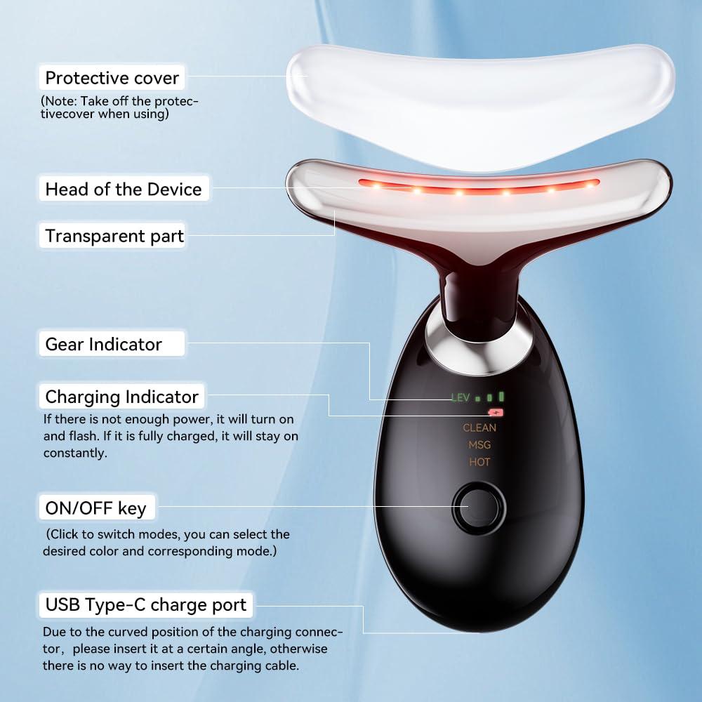 7-in-1 Neck and Face Massager - Vibrating Face Sculpting Tool for Skin Care  & Double Chin Relief (Black) | International Shipping | Buy Now with  Express International Delivery