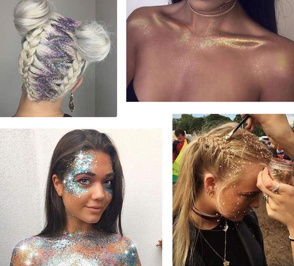 10 Sets Holographic Body Glitter Sequins Hair Glitter for Festive Makeup Mermaid Chunky Glitter
