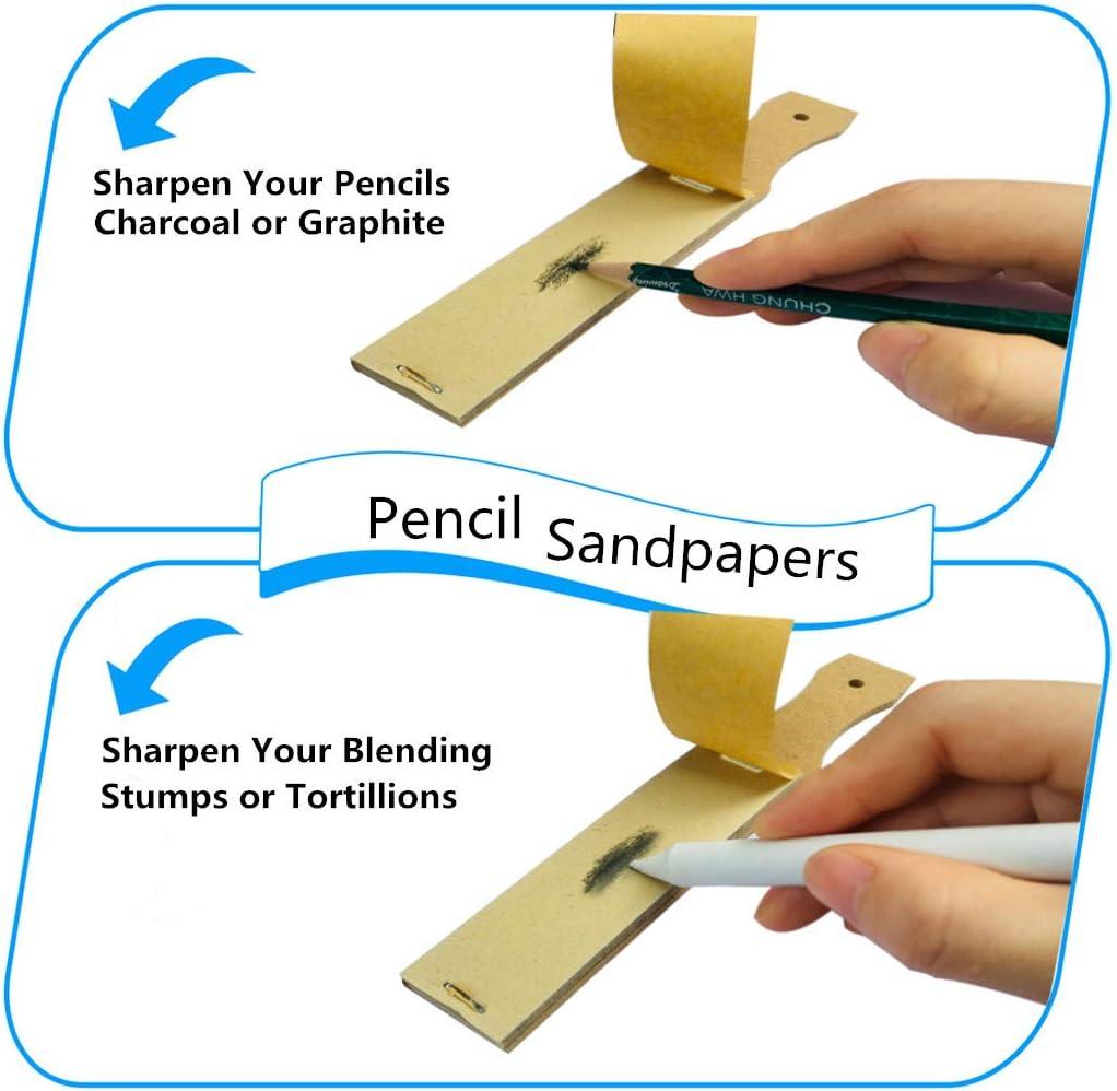 24 Pieces Blending Stumps and Tortillions Set with 2 Pcs Sandpaper