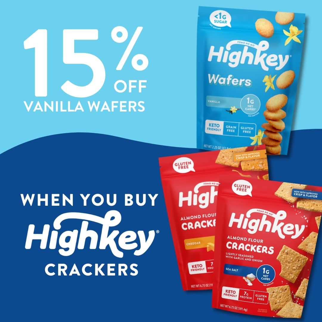 HighKey Sugar Free Cookies Vanilla Wafer 3 Pack Low Carb Keto Snack