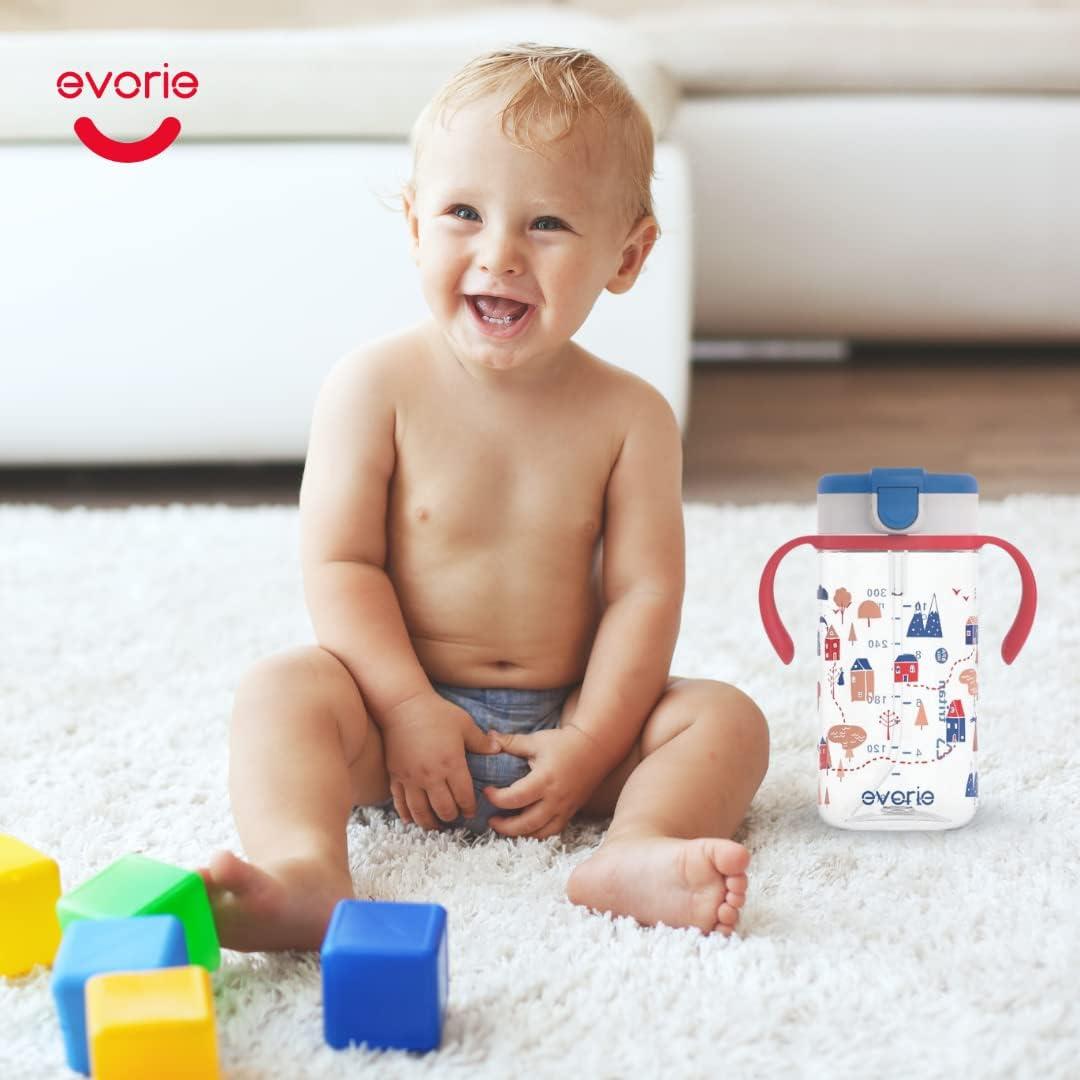 Evorie Tritan Toddler Sippy Cup with Silicone Straw Spill-Proof
