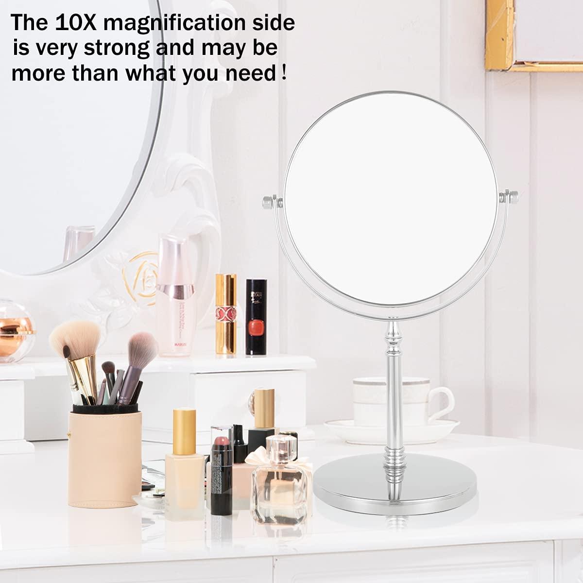 Tabletop Makeup Mirror,8Inch Magnifying Mirror,Double Sided 1X/10X
