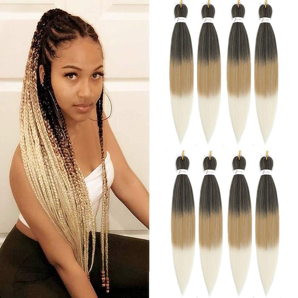 Ombre Braiding Hair Pre Stretched 26 Inch Brown Blonde Braiding Hair 8