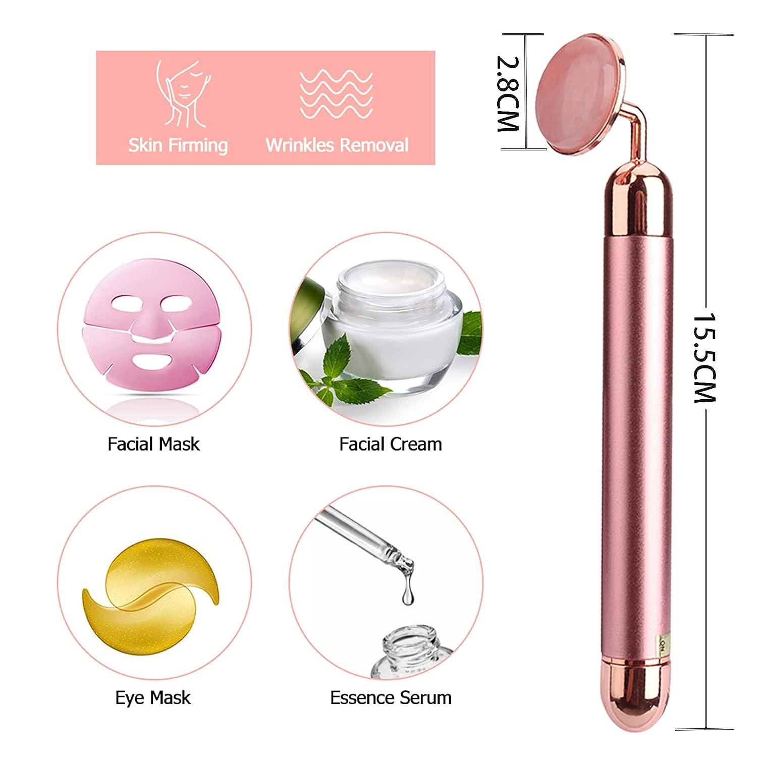 HOTACE Electric Vibrating Jade Roller Face Massager - 100% Natural Rose Quartz Skin Care Tool (Pink) | Buy Now with Express International Delivery | GoSupps.com HOTACE Electric Vibrating Jade Roller Face Massager - 100% Natural Rose Quartz Skin Care Tool (Pink) | Buy Now with Express International Delivery | GoSupps.com