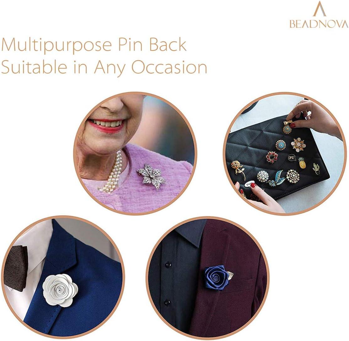 BEADNOVA 50 Pairs Pin Backings Tie Tacks Blank Pins with Rubber