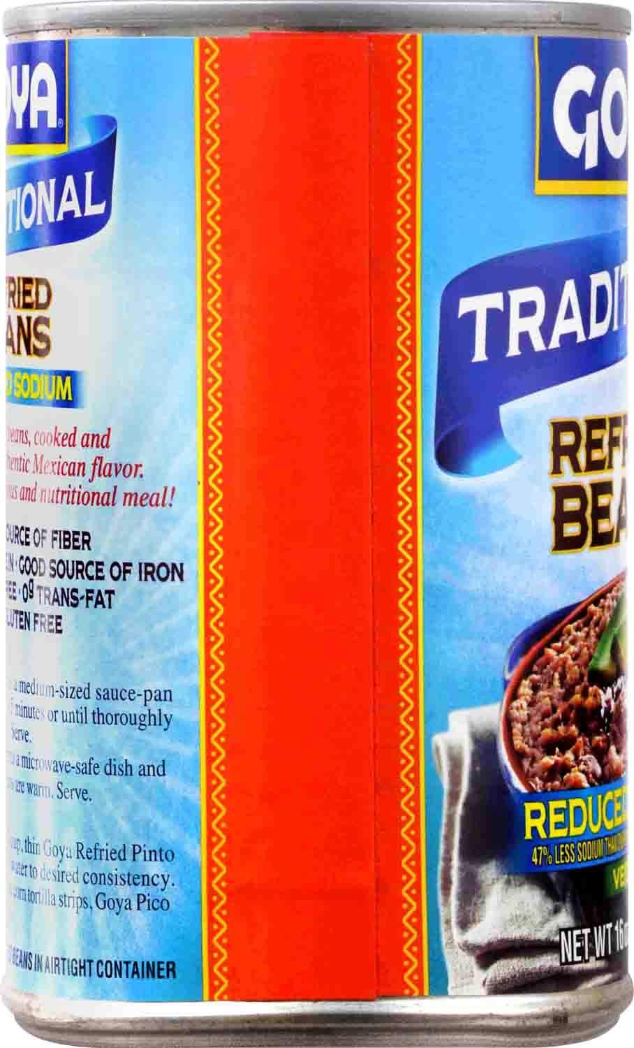 Goya Foods Refried Pinto Beans, Reduced Sodium, 16 Ounce (Pack of 12)