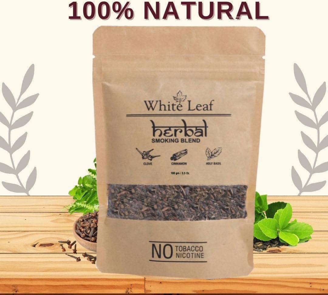 Natural Herbal Smoking Blend - White Leaf Tobacco & Nicotine Free Mixture  100G | Buy Now with Express International Delivery