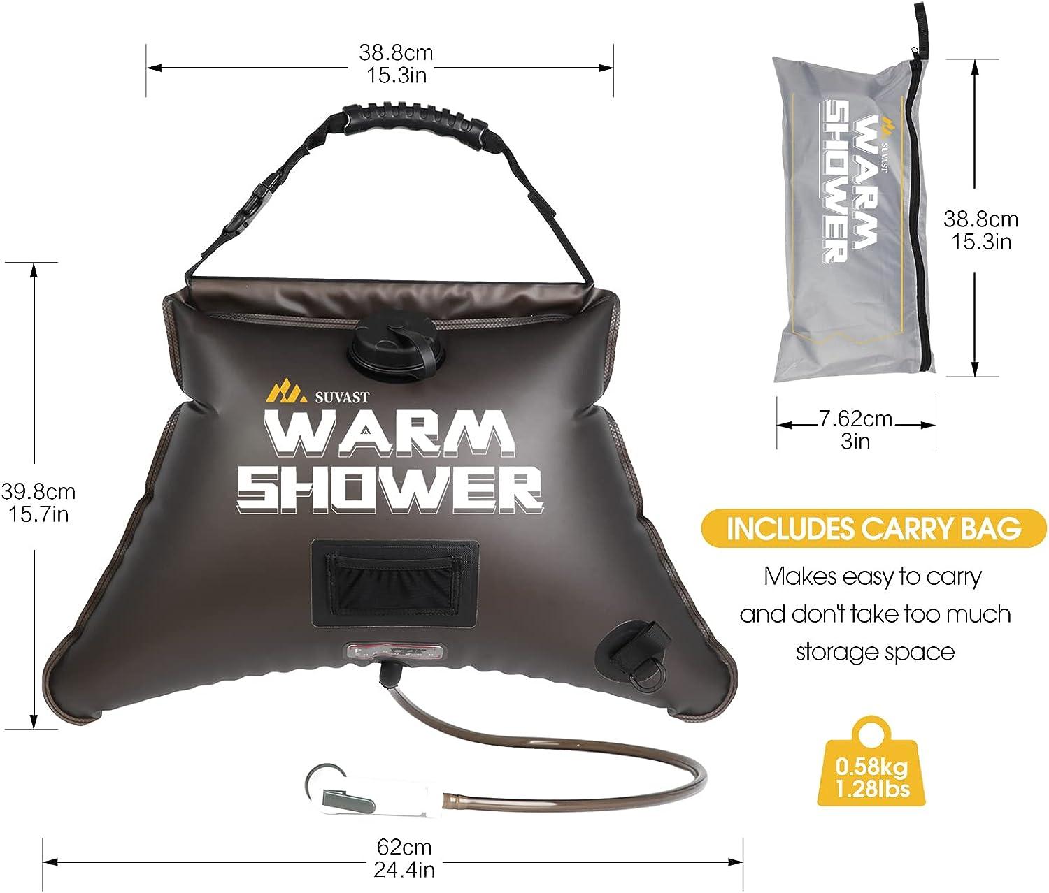 SUVAST Solar Showers 3rd Gen Outdoor Shower Bag 4 Gallon/15L Portable