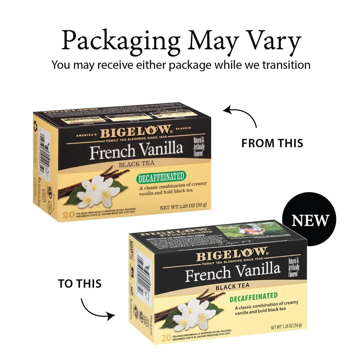 Bigelow Decaffeinated French Vanilla Black Tea, 20 Count, (Pack of 6