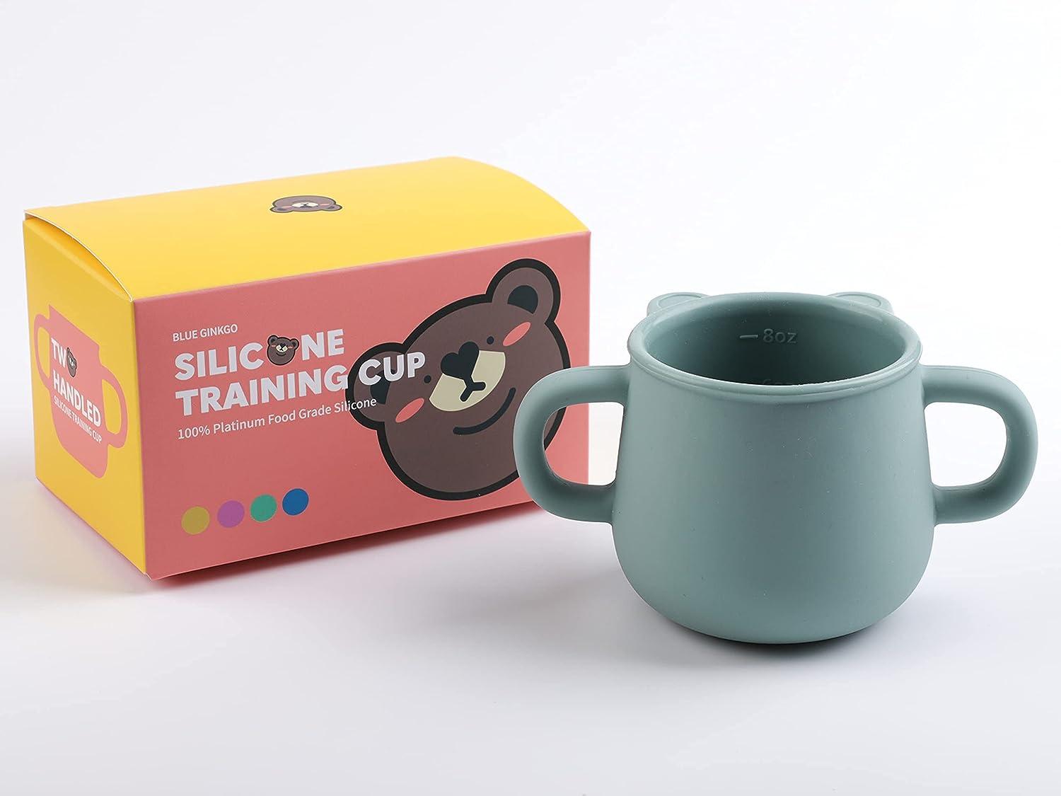 BLUE GINKGO Silicone Toddler Cups - Open Cup for Baby with Handles, Made  in Korea