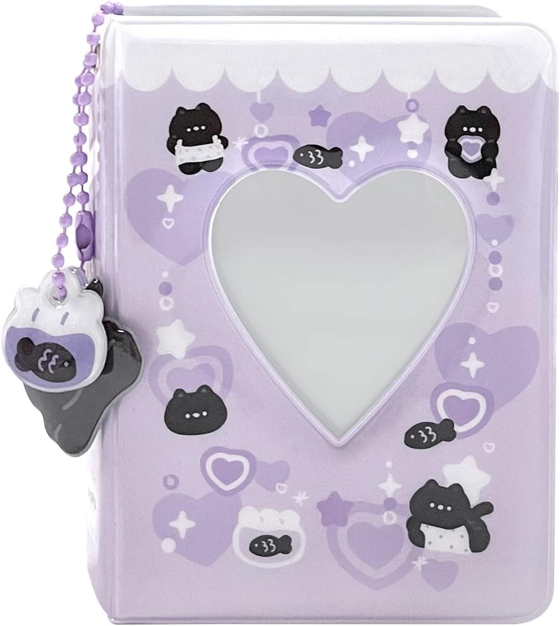 3 Inch Mini Photo Album Heart Hollow Card Binder | Kpop Photo Card Holder  with Pendant | 40 Pockets | Purple Black Cat Design | Buy Now with Express  International Delivery | GoSupps.com