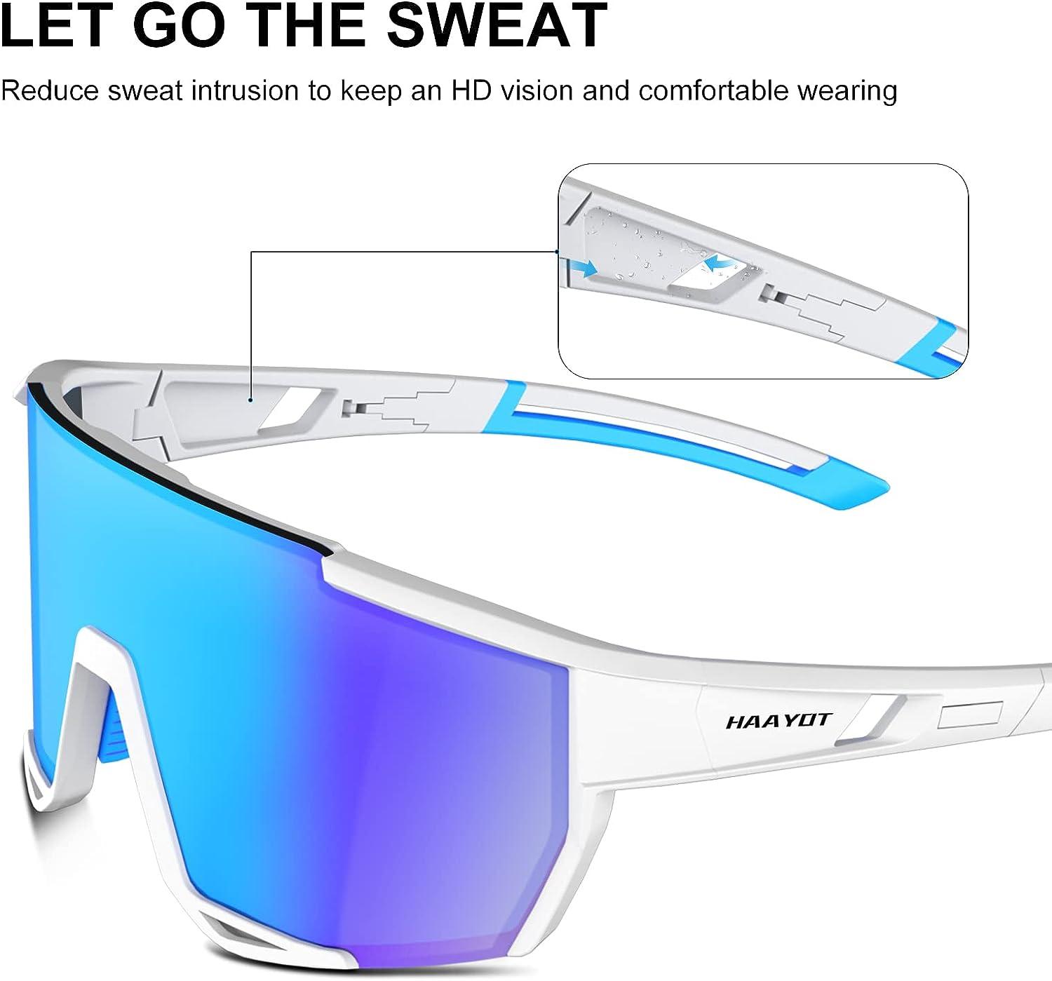 HAAYOT Cycling Glasses,Polarized Baseball Sunglasses for Men Women with 5  Lenses,Sports Running Biking Fishing Sunglasses Black Frame&green Lens