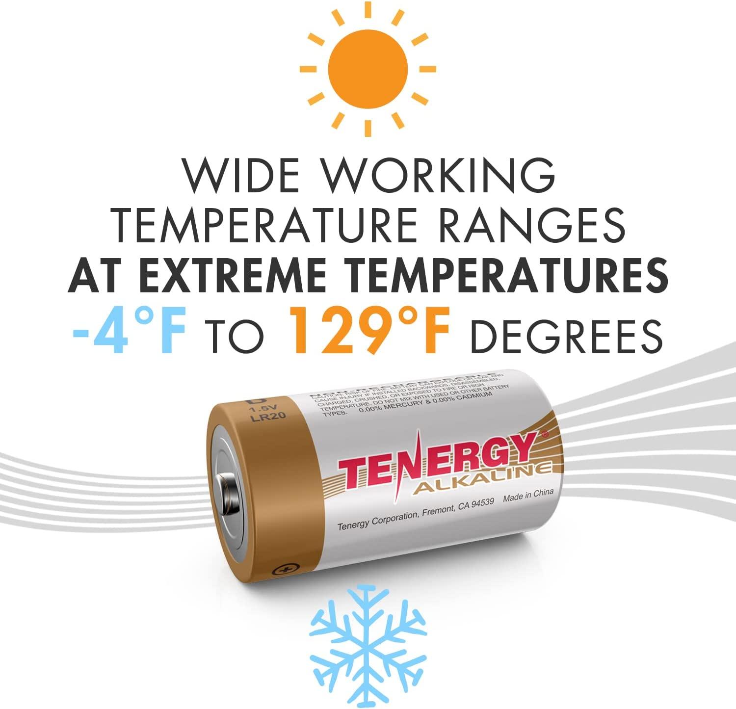 Tenergy 1.5V D Alkaline LR20 Battery, High Performance D Non