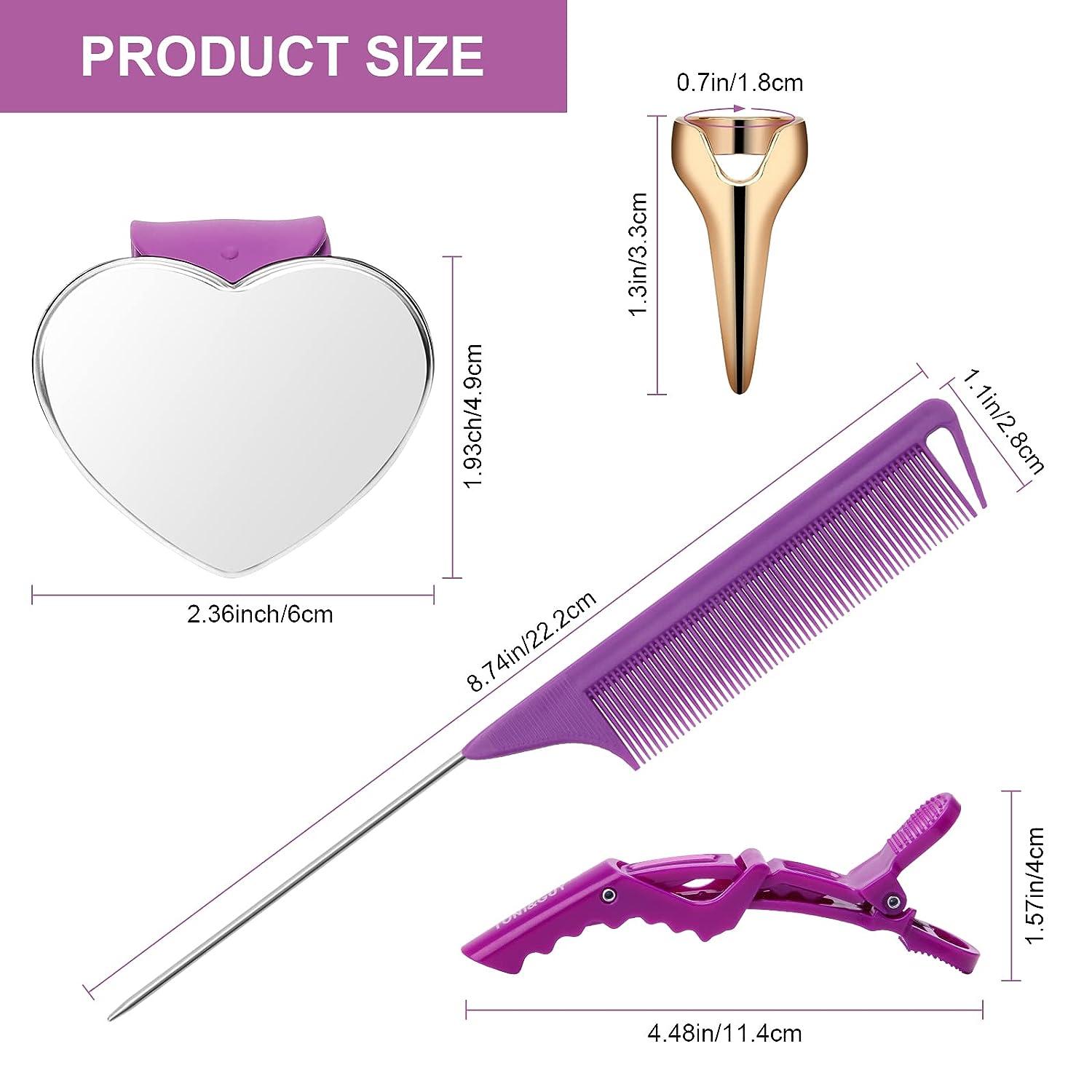 17-Piece Coldairsoap Hair Parting Tools Set with Ring Combs and Clips -  Purple | Buy Now with Express International Delivery | GoSupps.com