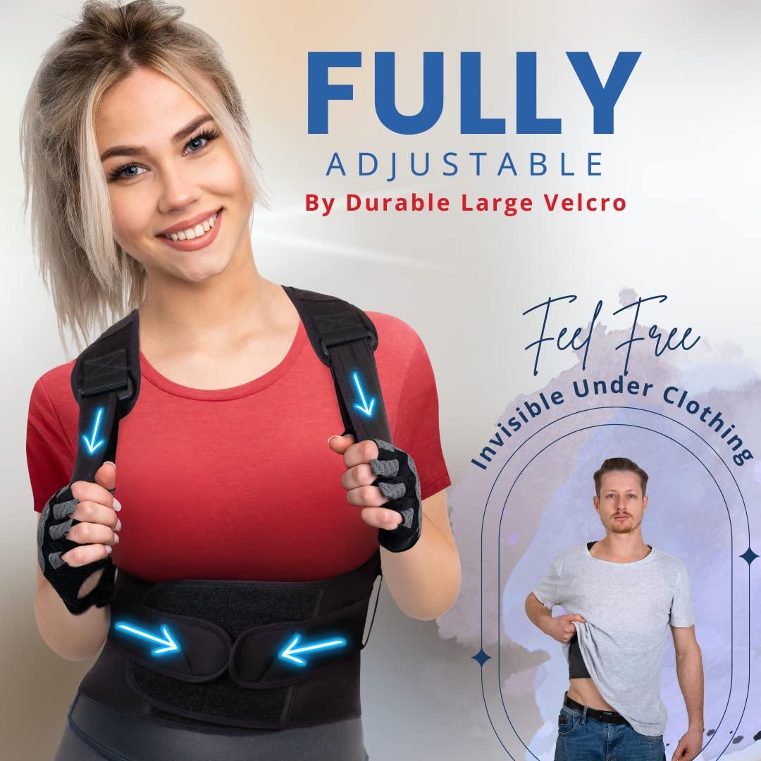 Full Back Brace for Men and Women Adjustable Upper and Lower Back