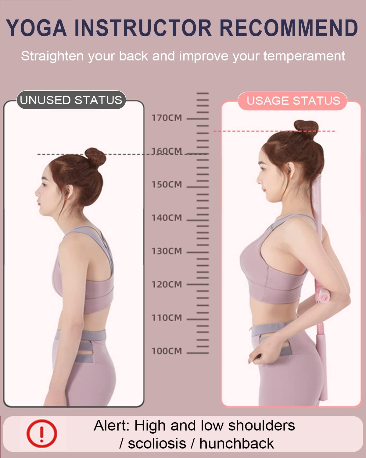 Back Straightener Posture Corrector For Women, Yoga Sticks Stretching Tool  for Posture, Humpback Correction Sticks Stretching Tool, Retractable Design Back  Brace Women Posture Corrector for Men kids (Pink)