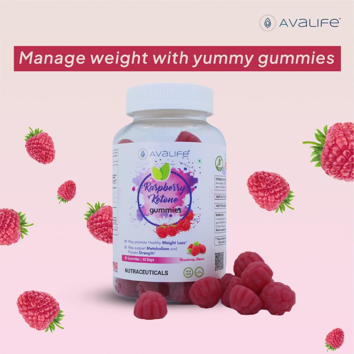 Avalife Raspberry Ketone Gummies for Healthy Weight Management (90