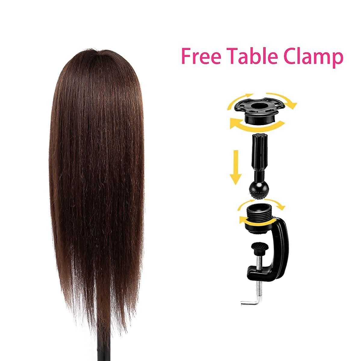 NAYOO Long Hair Mannequin Head With Real Hair 60% Training Head Hairdresser  Practice Styling Manikin Head Cosmetology Doll Head Straight Hair with 7