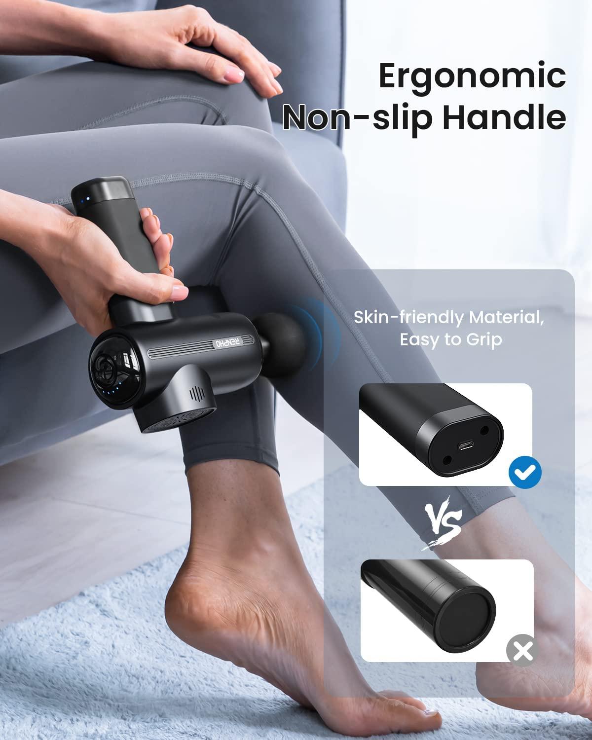 RENPHO Massage Gun with Heat, Percussion Muscle Mini Massage Gun for Athletes, Handheld Deep Tissue Massager with 3200RPM, 5 Massage Head, 5 Speed