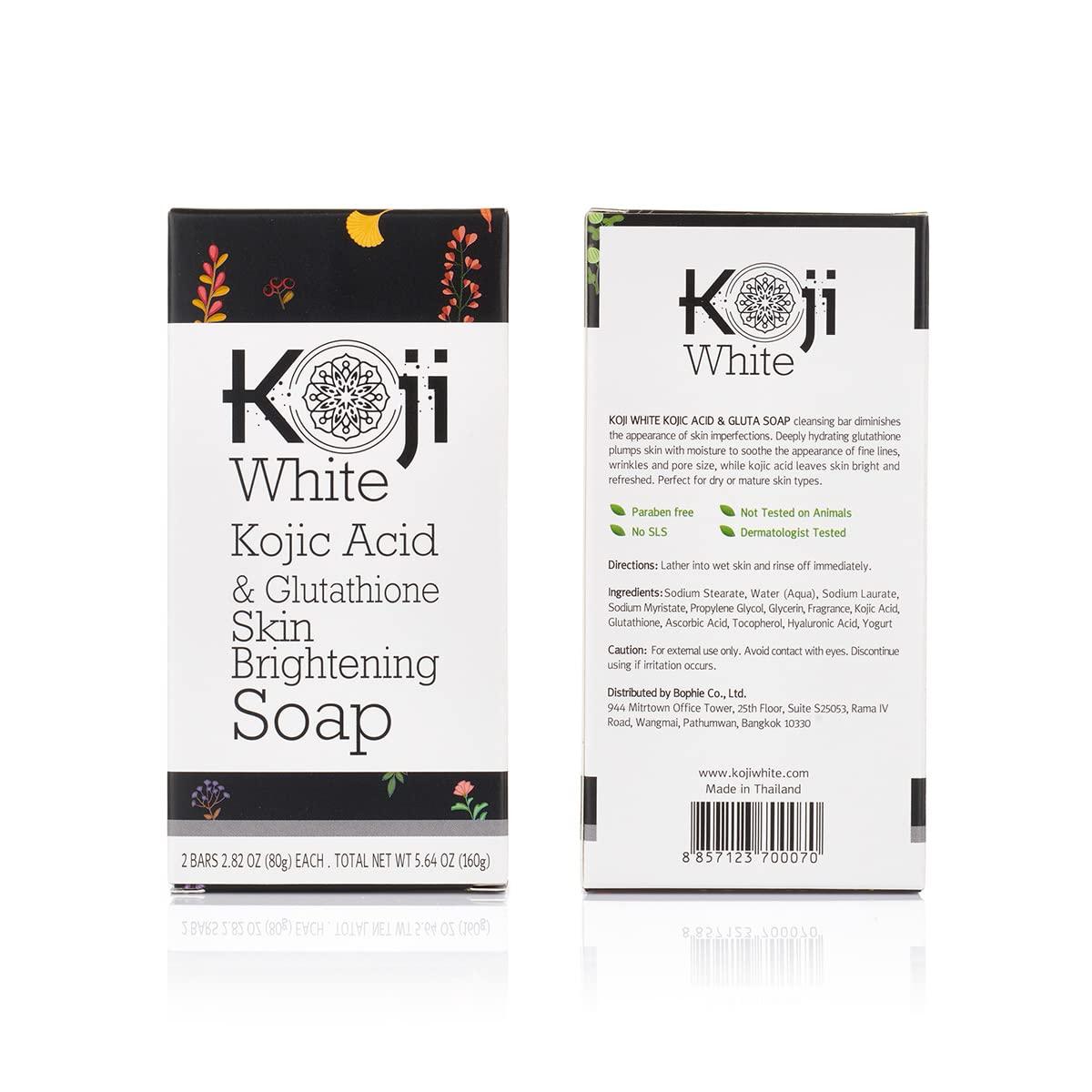 Skin Brightening Kojic Acid & Glutathione Soap Bundle for Dark Spots -  Moisturizing Face & Body, Helps with Uneven Skin Tone - SLS & Paraben Free 
