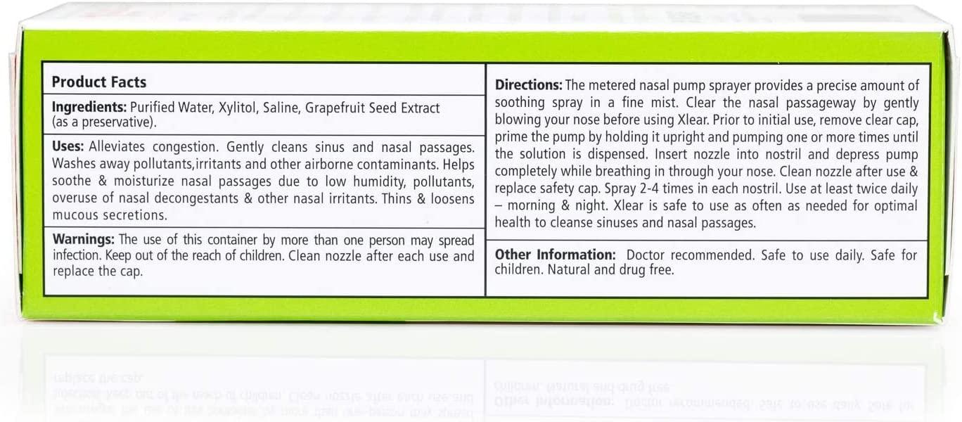 XLEAR Nasal Spray (Pack of 2) Xylitol Saline with Grapefruit Seed