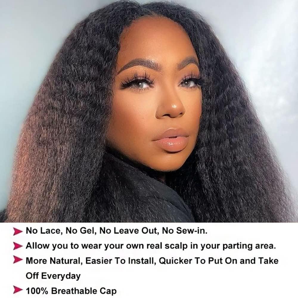 UNICE Kinky Straight V Part Wig Human Hair No Leave Out Glueless Upgrade U  Part Wig Human Hair Clip in Wigs Beginner Friendly No-Sew In No Glue 22  inch 22 Inch V-part
