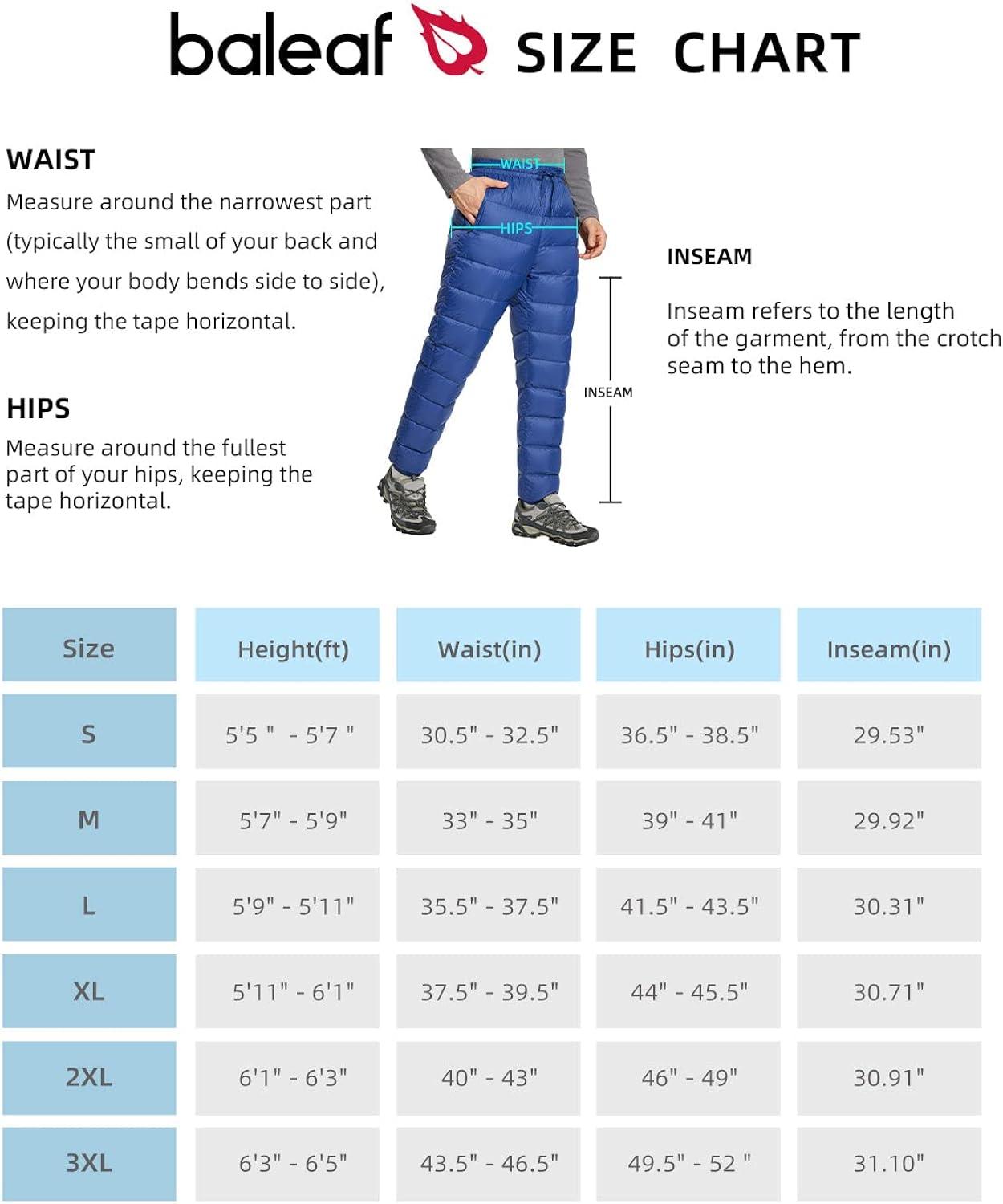 BALEAF Men's Warm Down Pants Ultralight Water Resistance Packable