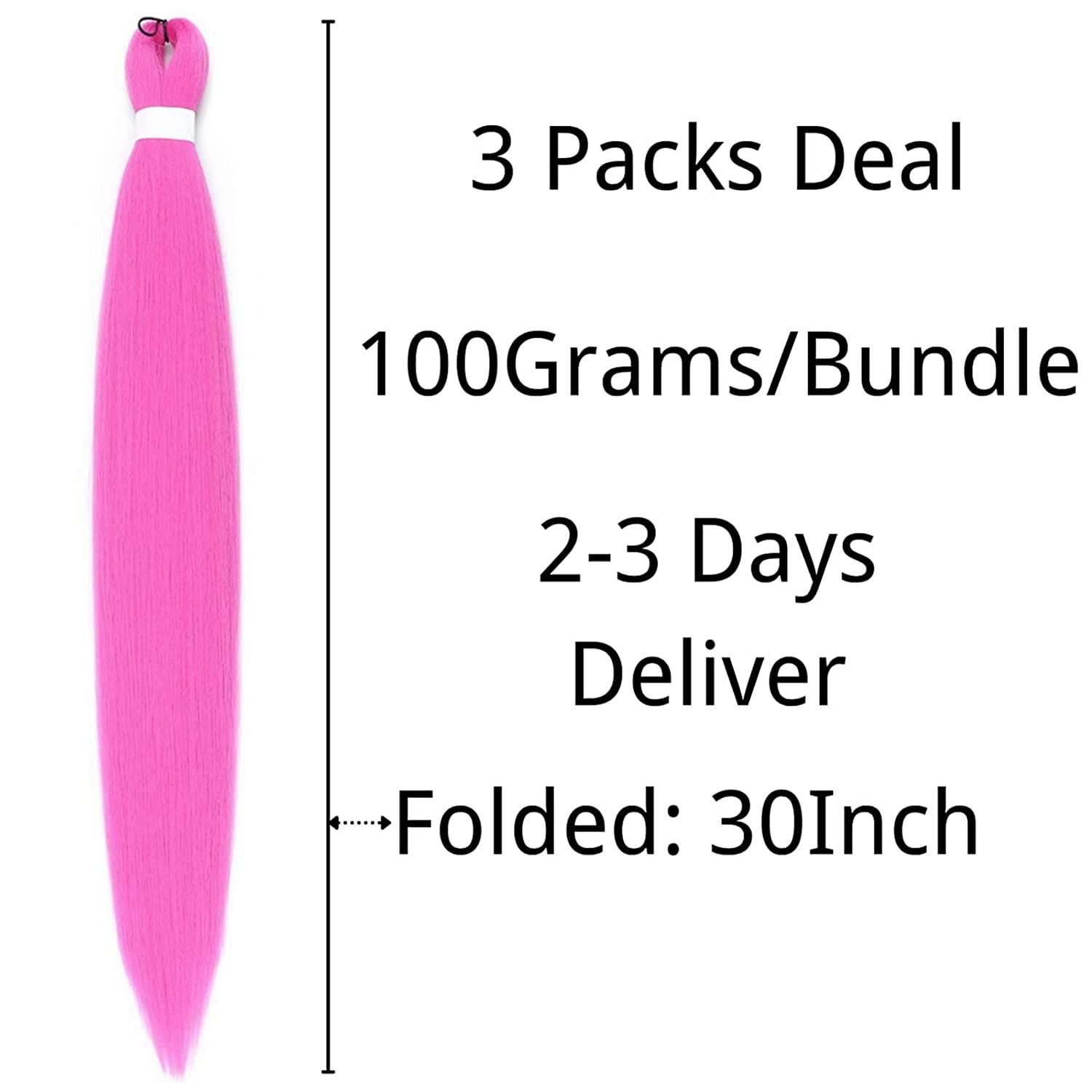 Pre stretched Braiding Hair 30Inch Long Purple Pink Kanekalon Braiding