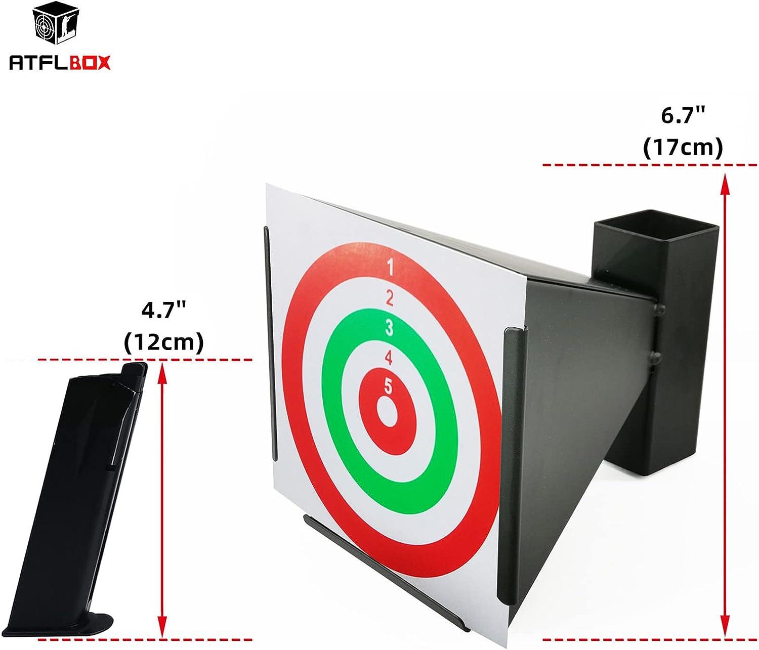 Atflbox 6.7 Inch BB Gun Trap with 20pcs Paper Target Bullet Catcher