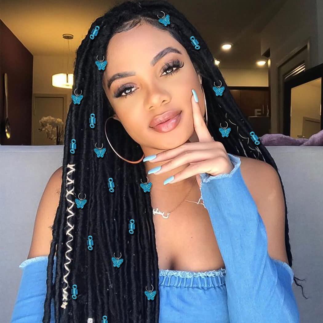 Braids Blue Butterfly Hair Jewelry for Women Pack of 20 Spiral