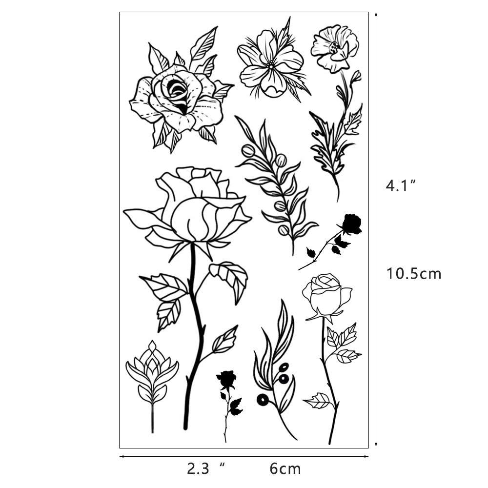 20 Sheets Black Tiny Temporary Tattoo, Hands Face Tattoo Sticker for Men  Women, Flower Space Moon Snake Designs Body Art on Arm Neck Shoulder  Clavicle Waterproof Pattern A