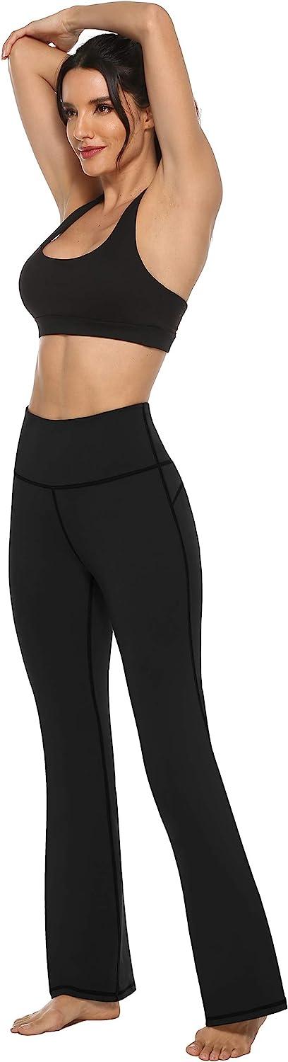 AFITNE Women's Bootcut Yoga Pants with Pockets, High Waist Workout Bootleg Yoga  Pants Tummy Control 4 Way Stretch Pants 3X-Large Black