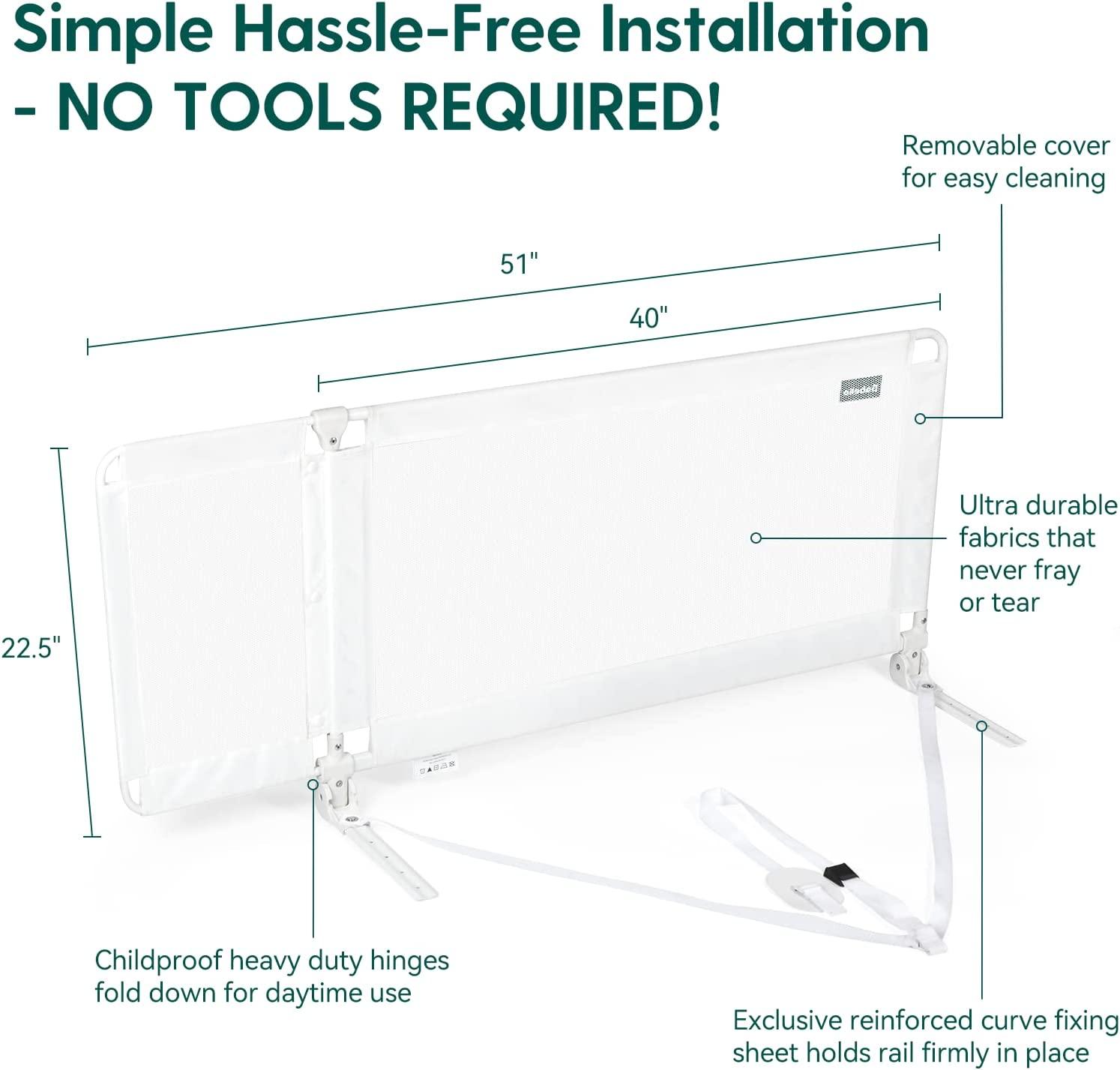 Babelio Toddler Bed Rails, Guardian 39"51" Extendable Bed Guard Rail