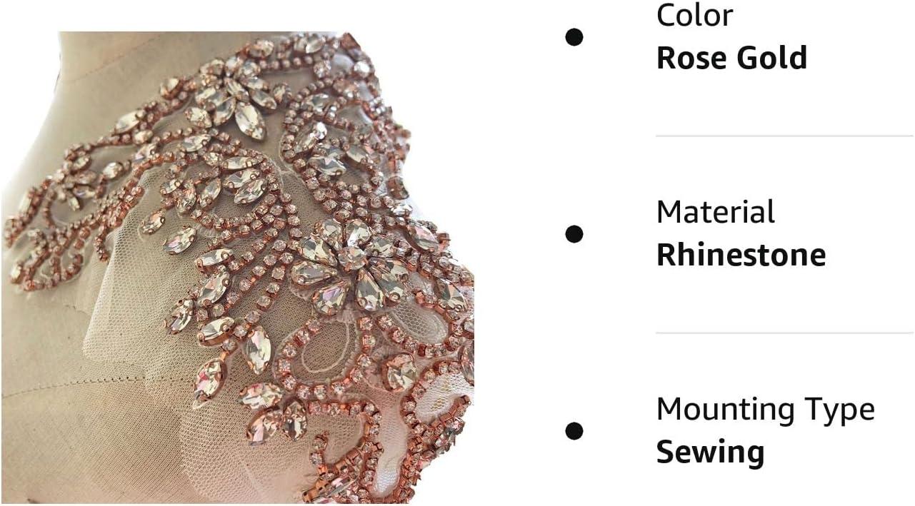 Sparkle Rhinestone Applique Beaded Patch for Wedding Dress - Rose Gold  Crystal Neckline Accessory | Buy Now with Express International Delivery |  GoSupps.com