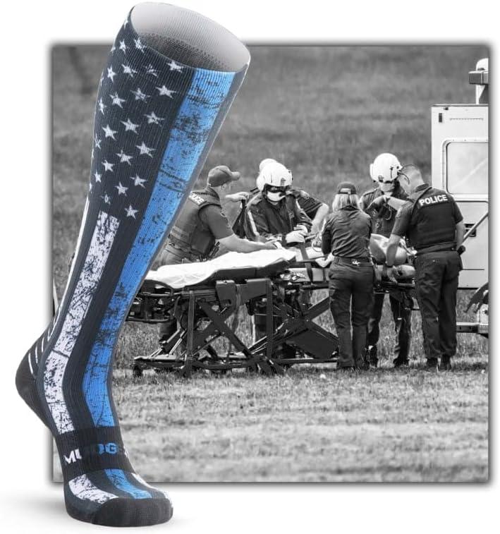 MudGear Premium Compression Socks - Special Edition - Run, Hike, Trail,  Recovery Medium Blue Line