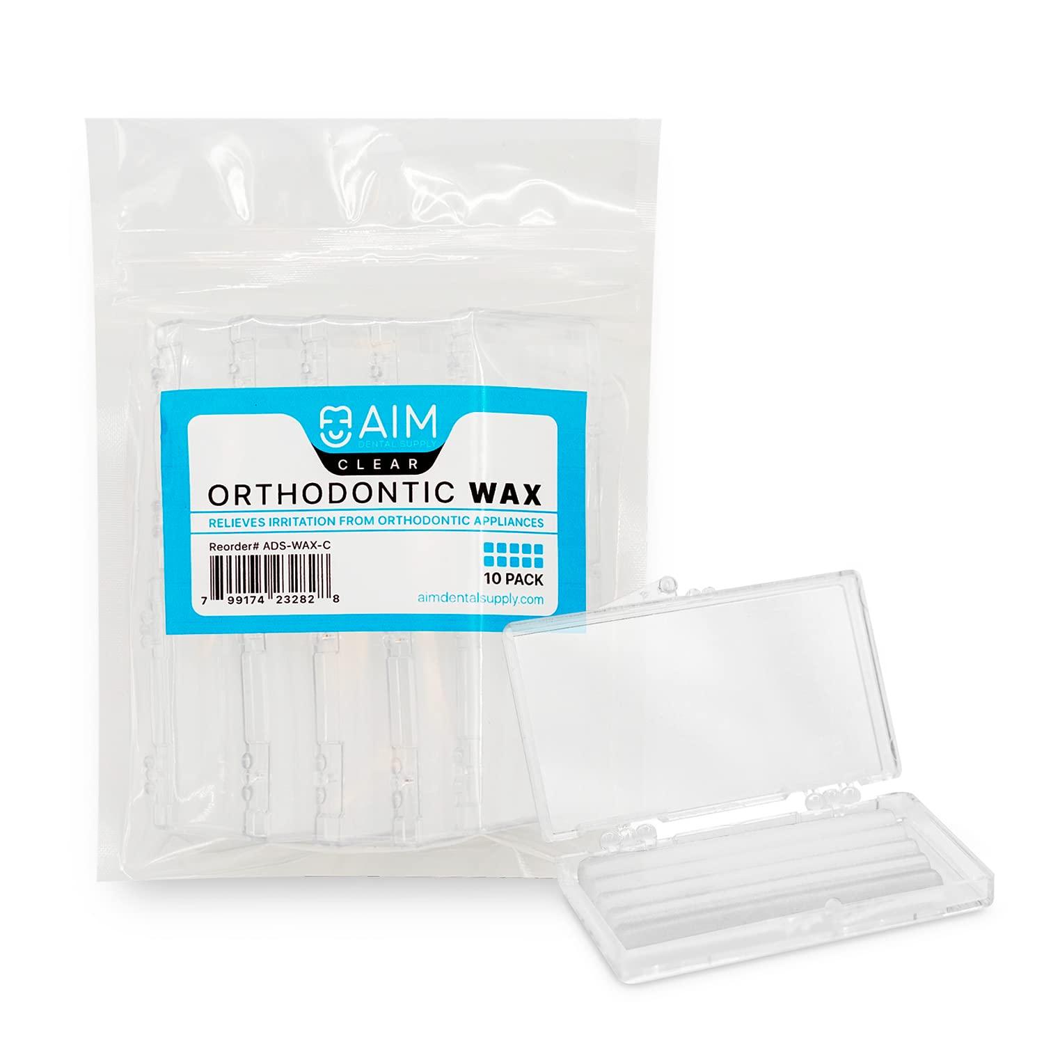 Orthodontic Wax for Braces 10 Pack. Dental Wax for Braces & Aligners Unscented Clear