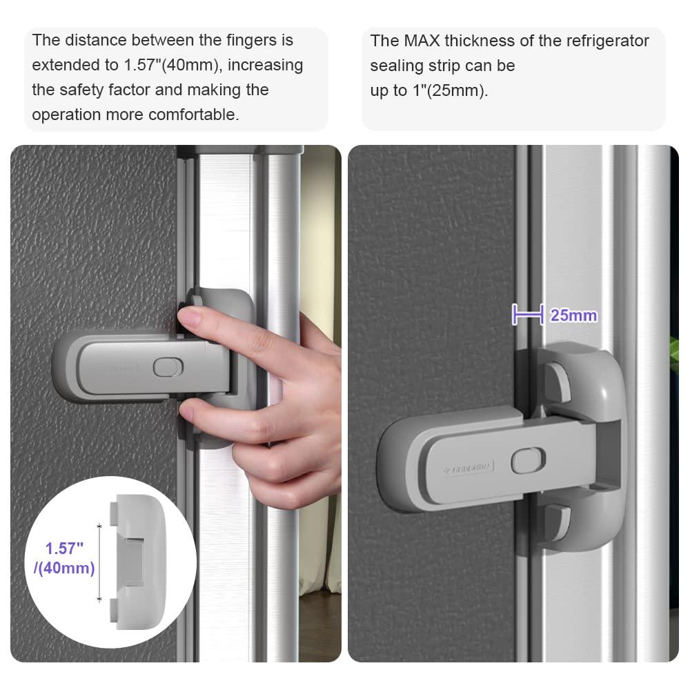 EUDEMON 1 Pack Updated Child Proof Refrigerator/Fridge/Freezer Door Lock  Apply to Max 1(25mm) Sealing Strip for Toddlers and Kids, no Tools Need or  Drill(Grey)