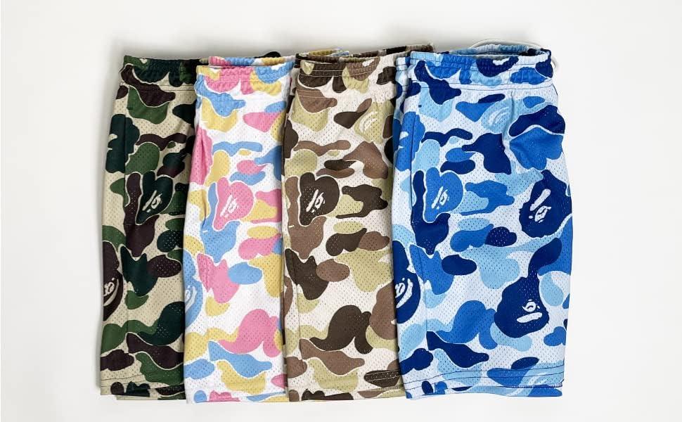 Psd Underwear Men Men's Flame Print Basketball Shorts - Retro Athletic Running Shorts With Drawstring Waist For Casual Wear & Sports Kill Crew Shorts Women