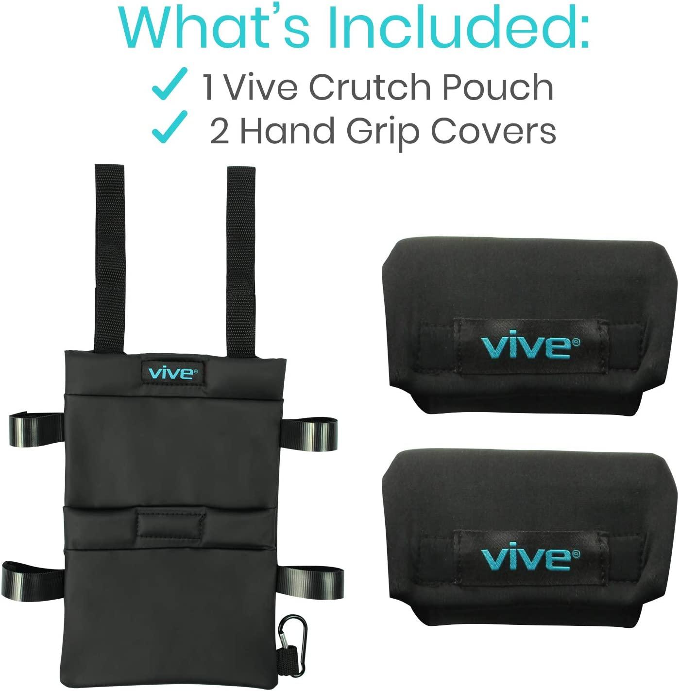 Vive Crutch Pouch Bag with Foam Hand Grip Pads Tote for Broken Leg