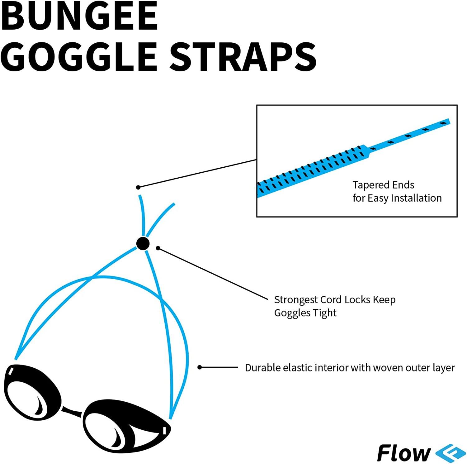 Flow Cinghie Elastiche Di Ricambio Per Occhialini Da Nuoto - Kit Da 2 Pezzi, Regolabili, Universali, Colore Giallo