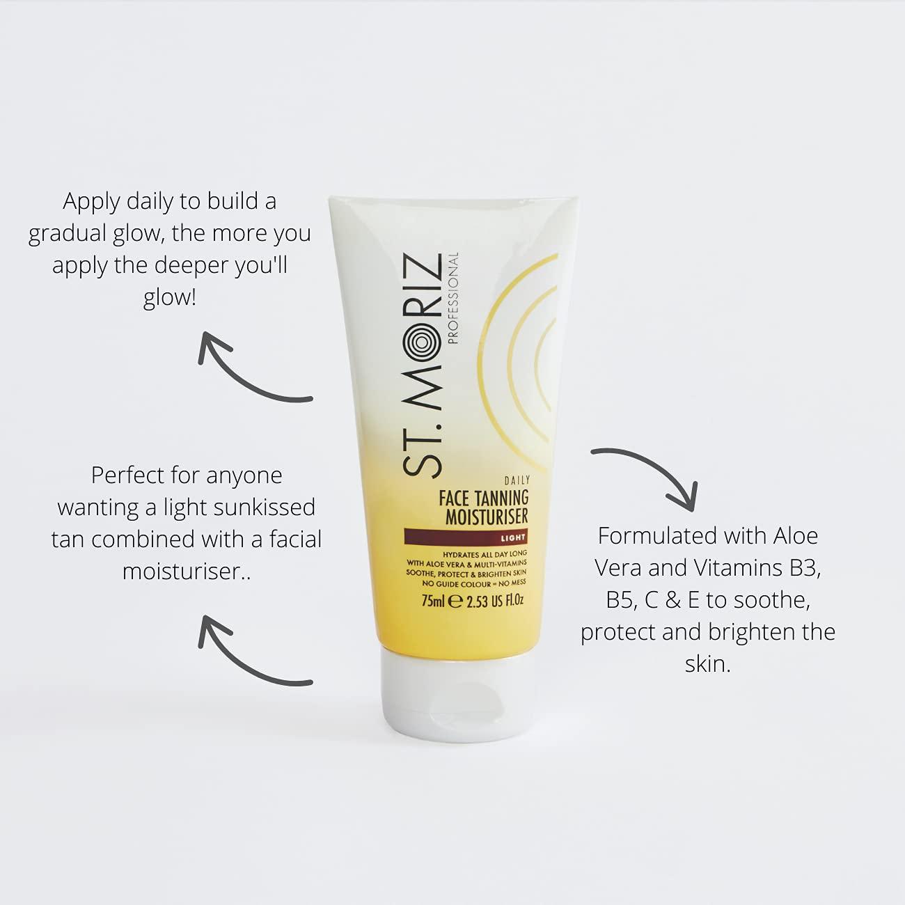 St Moriz Professional Daily Face Tanning Moisturiser with Aloe Vera & Vitamin E, Gradual Vegan