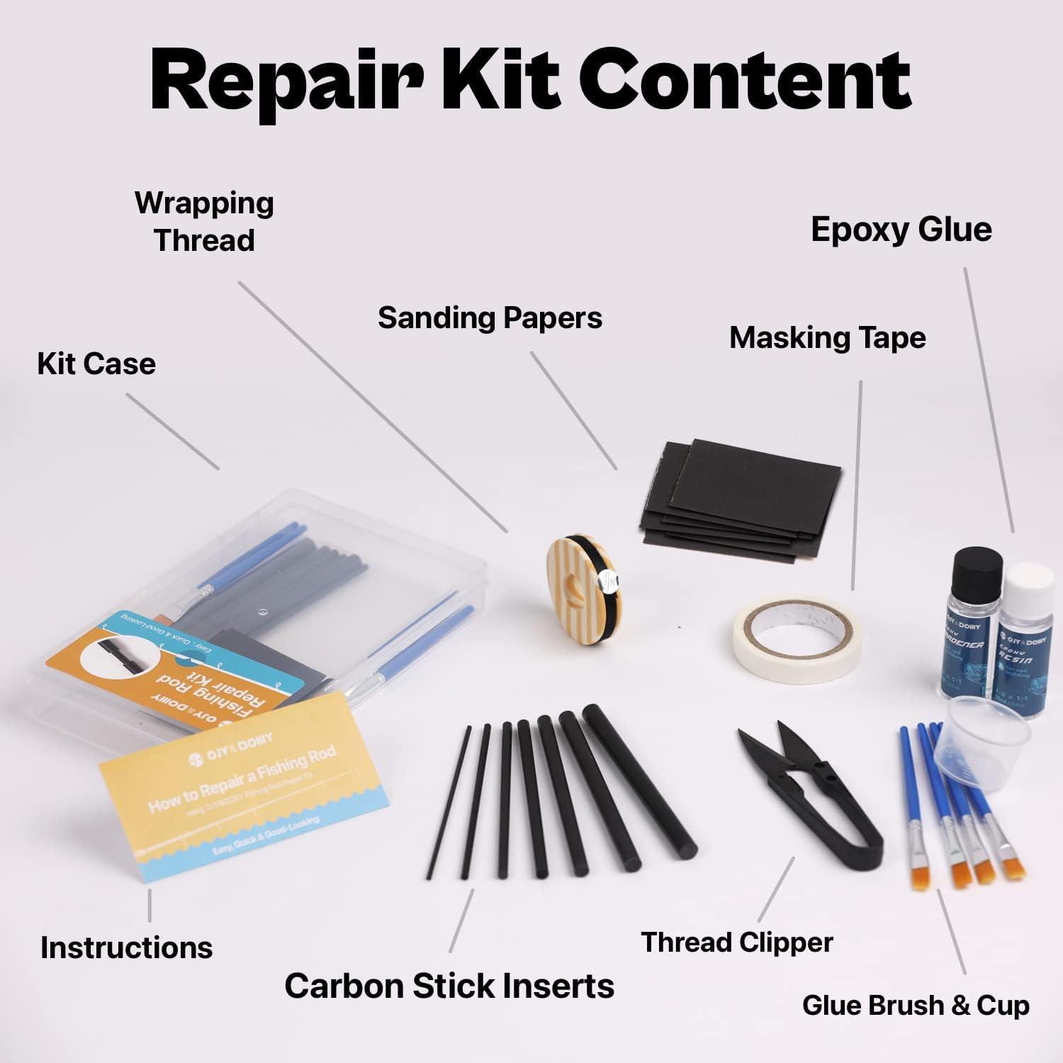 Fishing Rod Repair Kit Complete,Allinone Supplies with Glue for