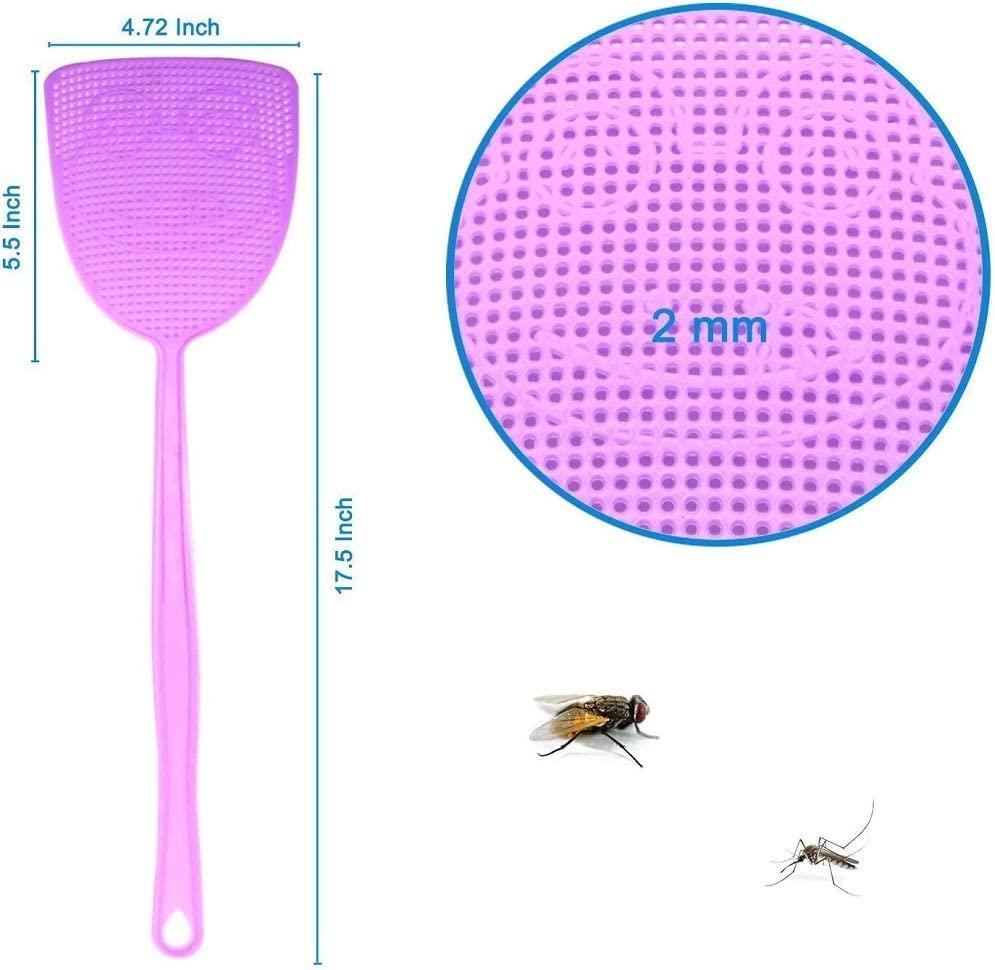 Fly Swatter, 4 Pack Long Plastic Fly Swat Set Heavy Duty with Flexible