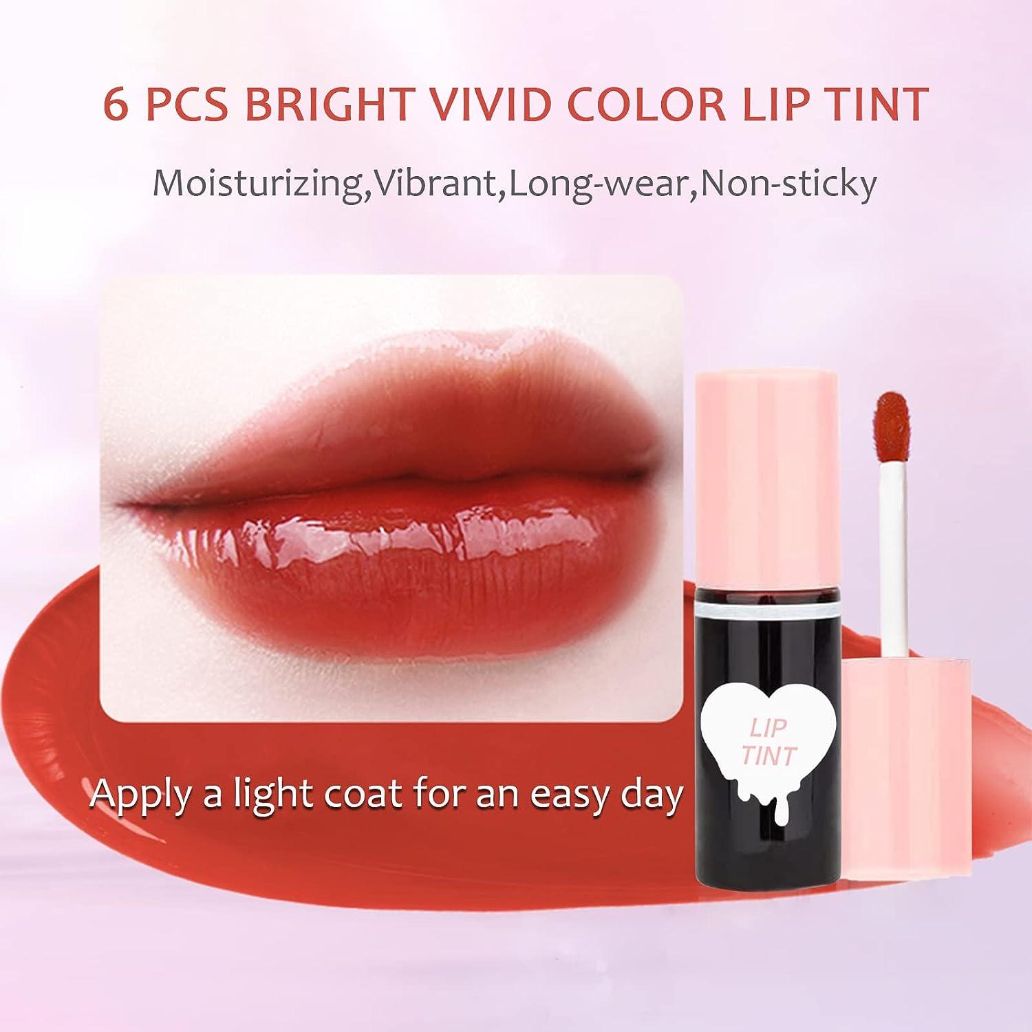 6 Colors Lip Tint Stain Set - Korean Lip Gloss & Liquid Lipstick