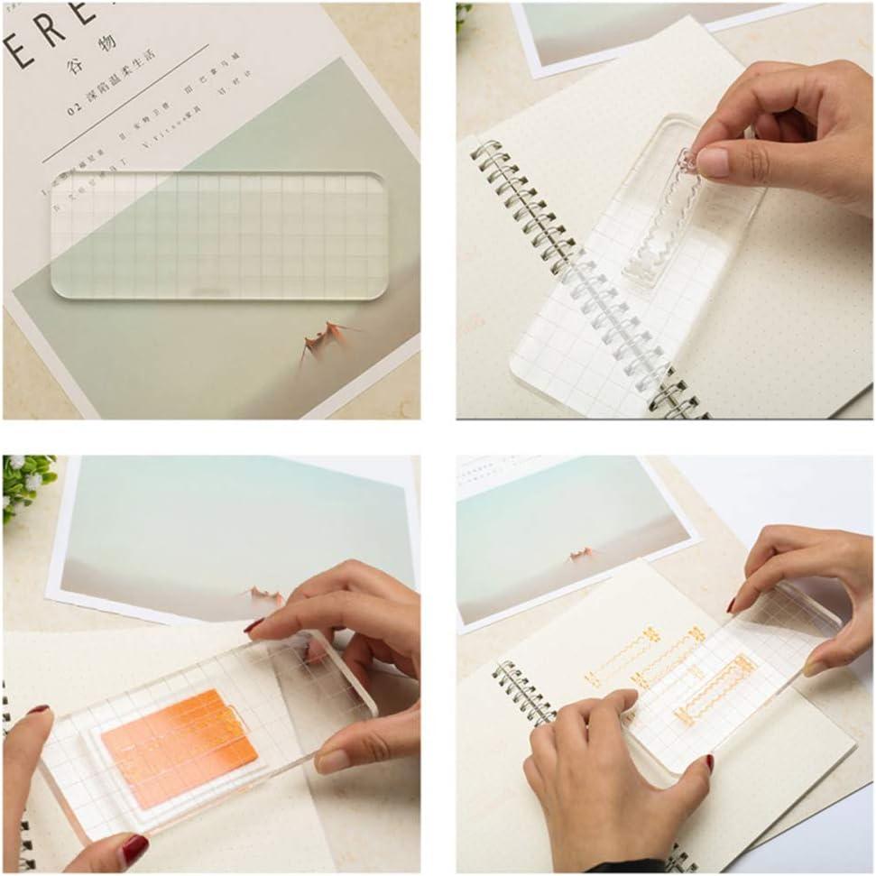 10 Pieces Stamp Blocks Acrylic Clear Stamping Blocks Tools With Grid Lines  For Scrapbooking Crafts Making