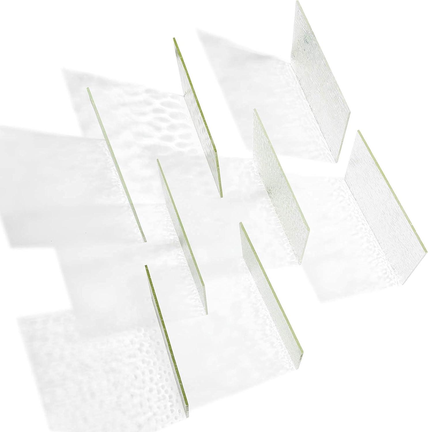6x6 Inch Clear Textured Stained Glass Sheets, Variety Cathedral Glass Packs  for Art Crafts, 8 Sheets 